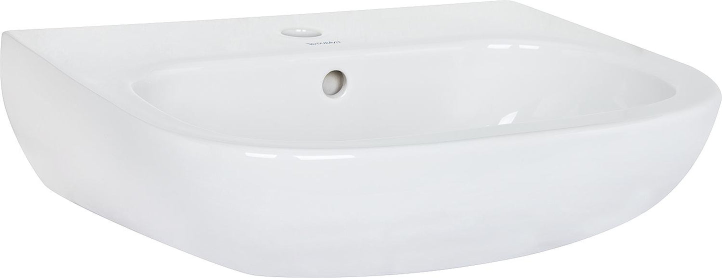 Duravit D-Code 600 mm washbasin with overflow, 1 tap hole, white