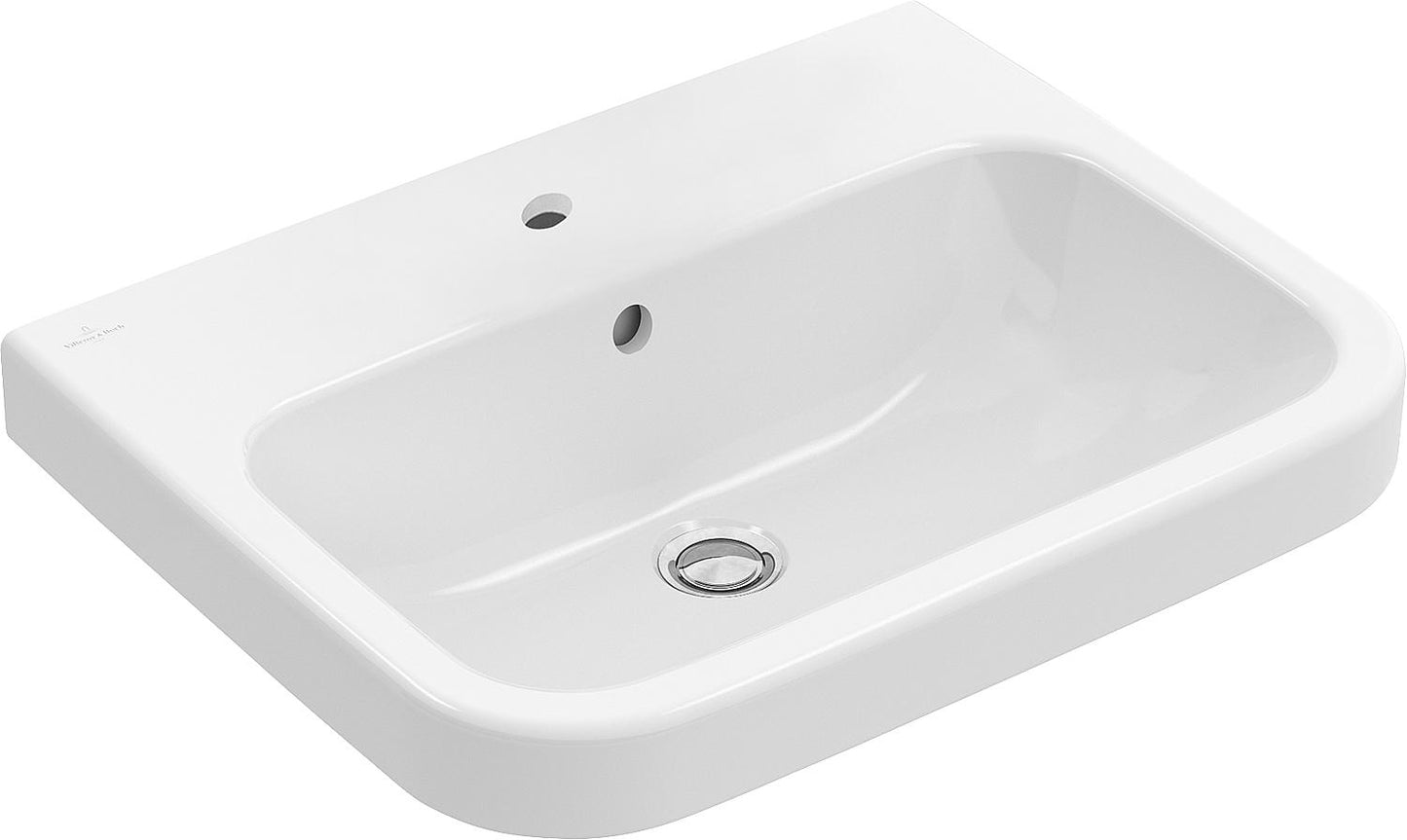 V&B Architectura washbasin with overflow, 600x470mm, white, tap hole in the center