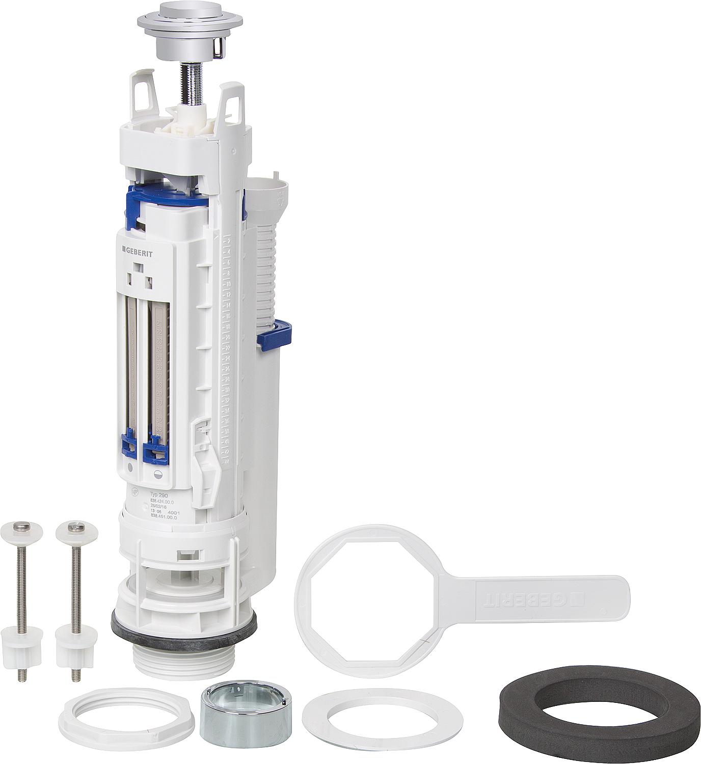 Geberit dual-flush assembly, type 290, for ceramic cisterns