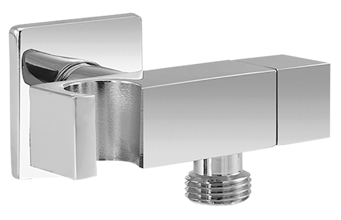 Shower connection bend DN15 with shut-off valve, brass-plated.