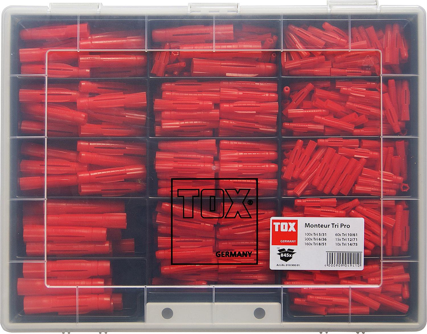 Assortiment de 845 chevilles Tox TRI en boîte
