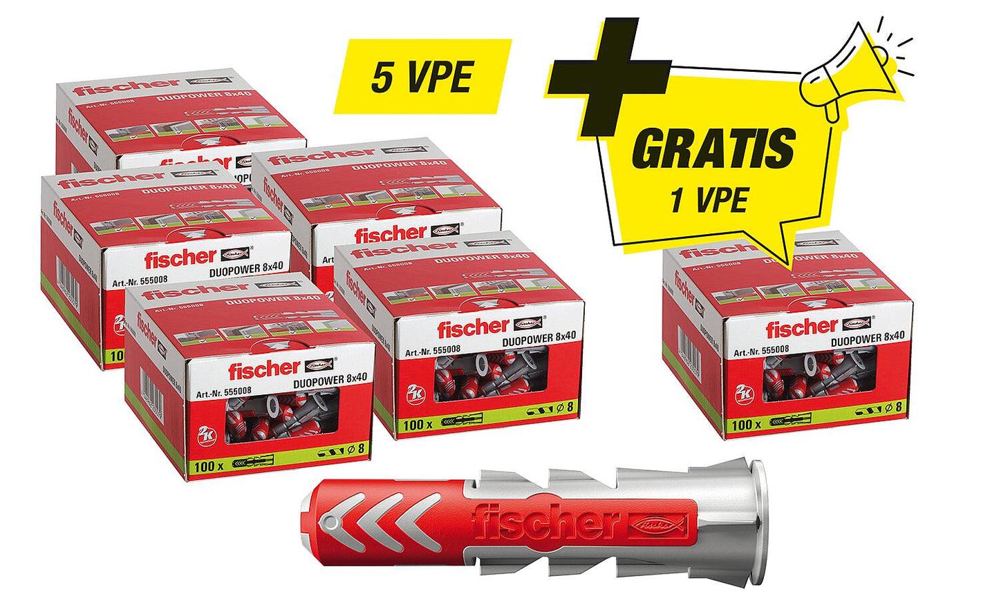 Ensemble promotionnel Fischer comprenant 5 x 94 119 91 + 1 cheville Duopower 94 119 91 offerte