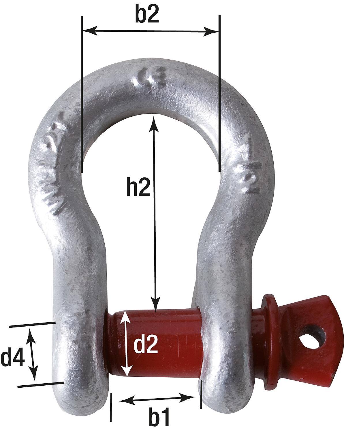 Shackle, high strength, nominal size 7/8, load capacity 6500 kg, 1 piece