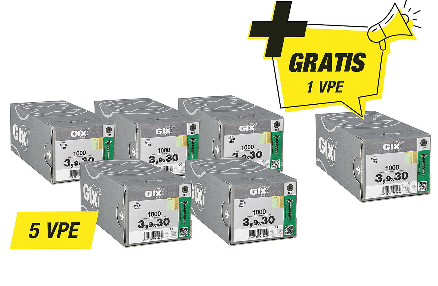 Offre spéciale sur les vis autotaraudeuses Spax GIX B : 5 vis 94 080 66 + 1 vis 94 080 66 offerte