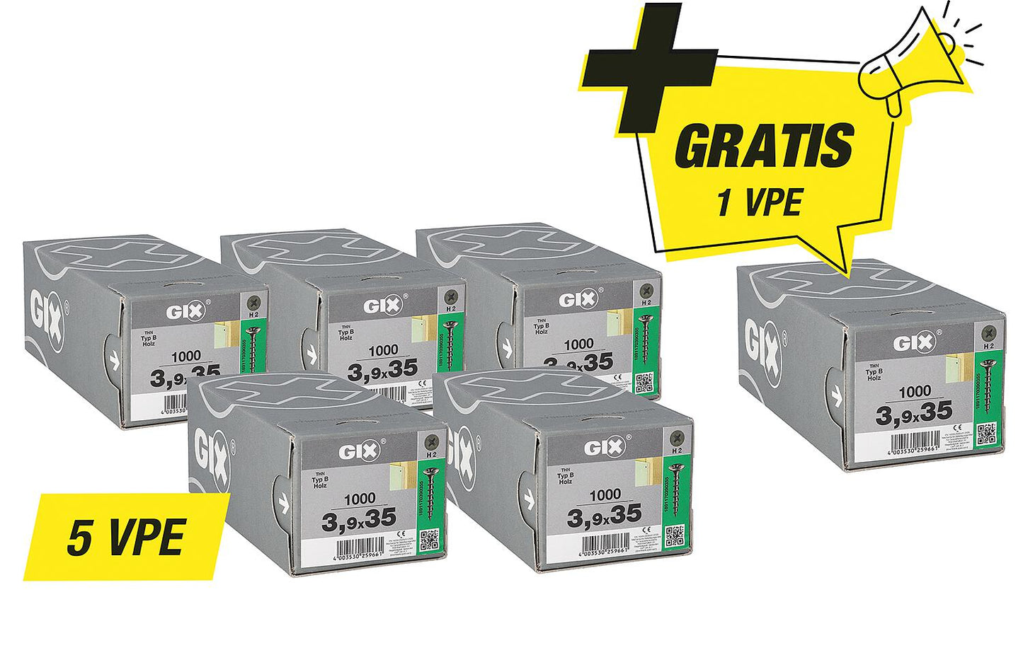 Offre spéciale sur les vis autotaraudeuses Spax GIX B : 5 vis 94 080 67 + 1 vis 94 080 67 offerte