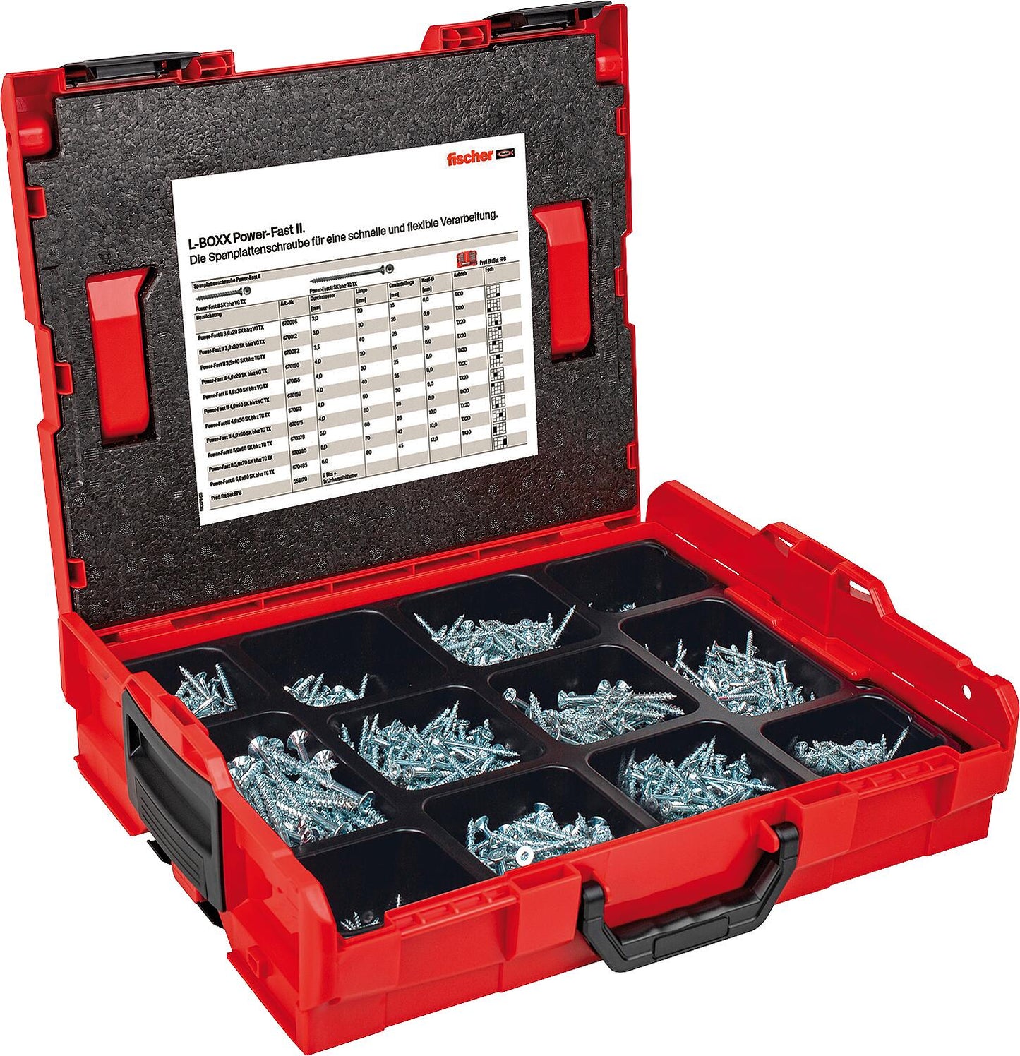 Fischer Power-Fast II screw assortment, 1811 pieces in L-BOXX 102