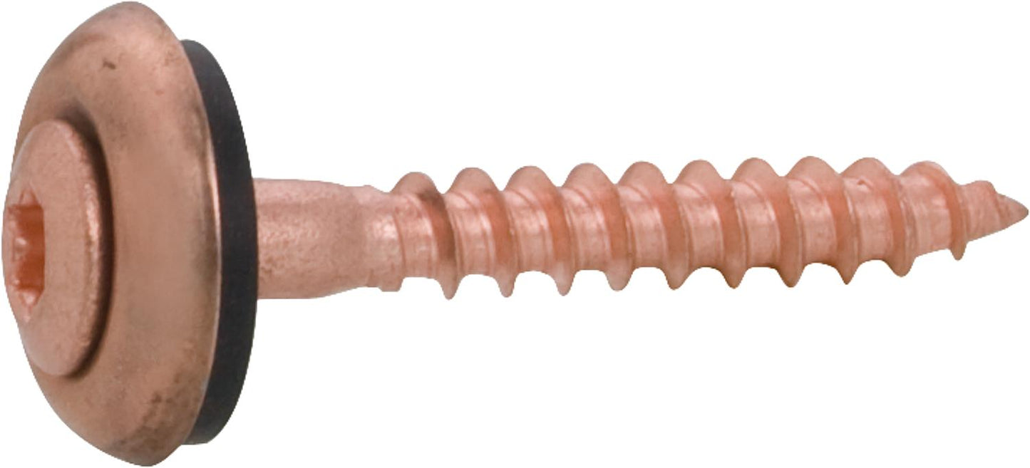Roofing screw with EPDM sealing rubber and copper rosette A2 copper 4.5x150 VPE100