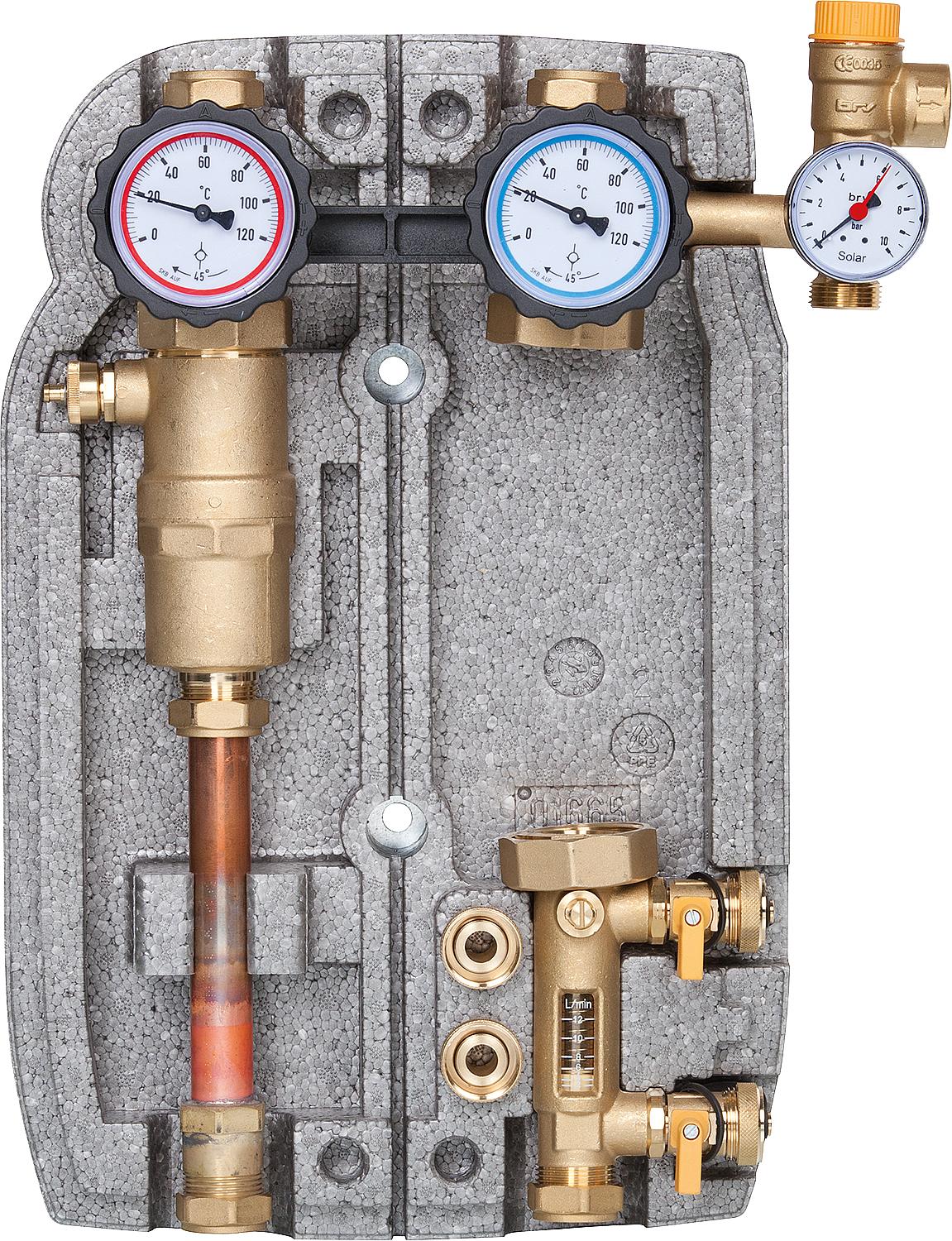 Station solaire Easyflow Type 3 HE, à deux rangées avec séparateur d'air, sans pompe de circulation solaire