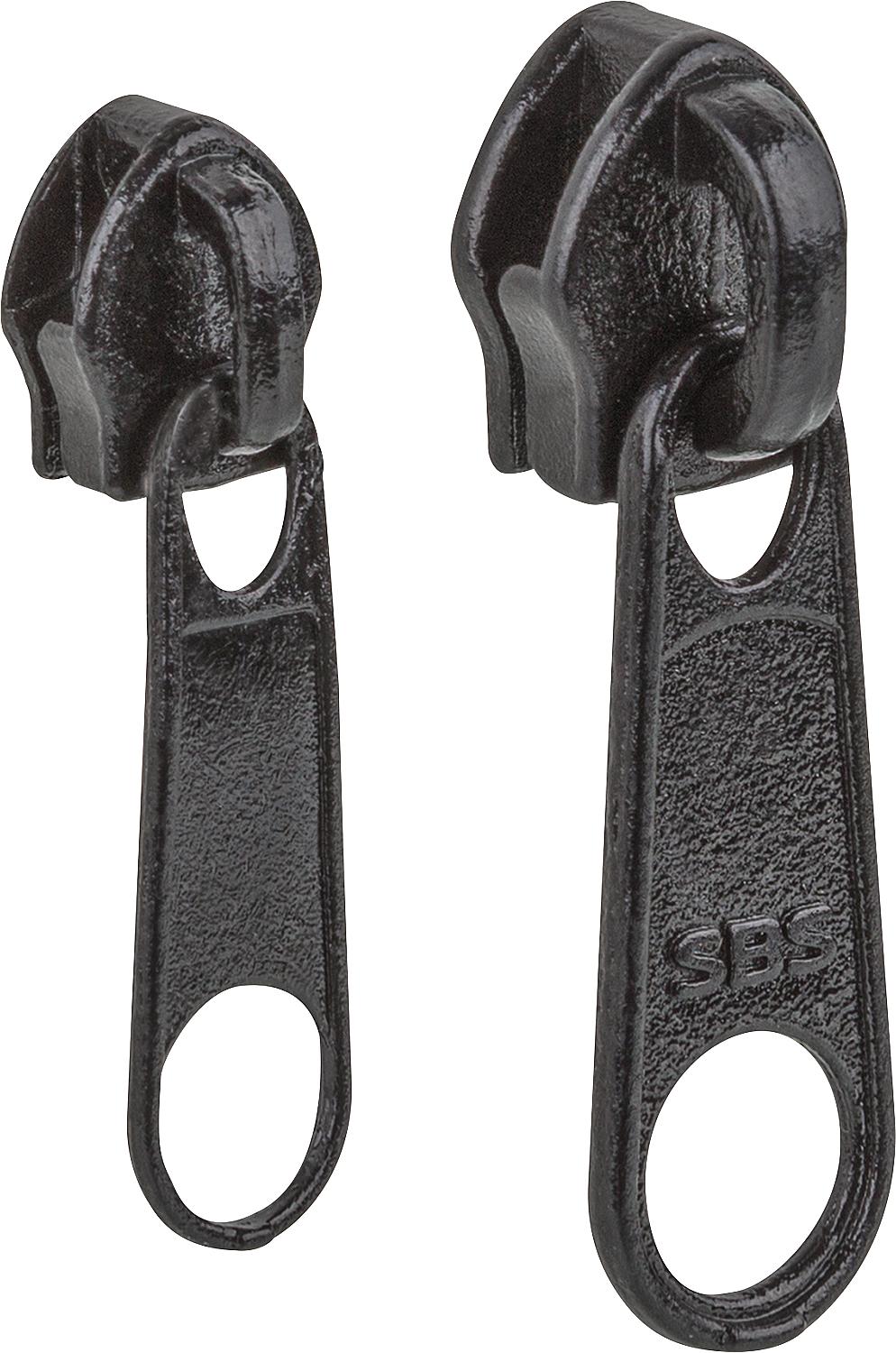 Zipper slider set consisting of 2 pieces, for zippers, including slider handle