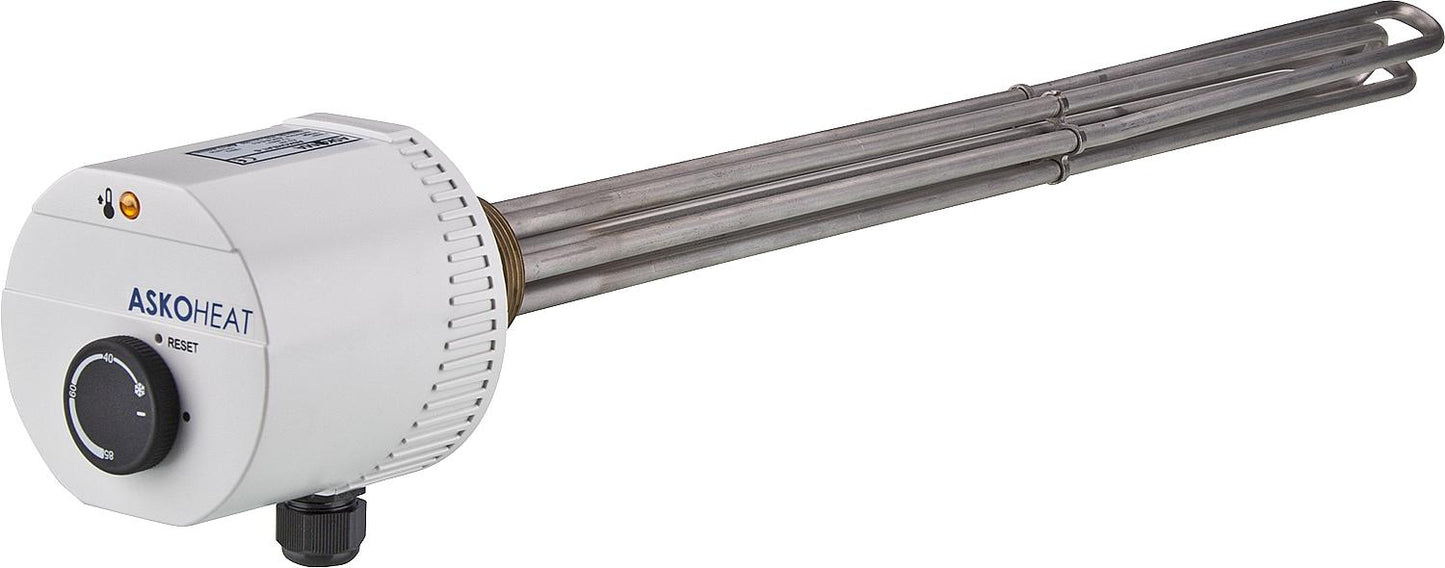 Screw-in heating element AHIR-BI-S-9.0 9.0 KW, 3x400 V AC, DN40 (1 1/2"), installation length: 750mm