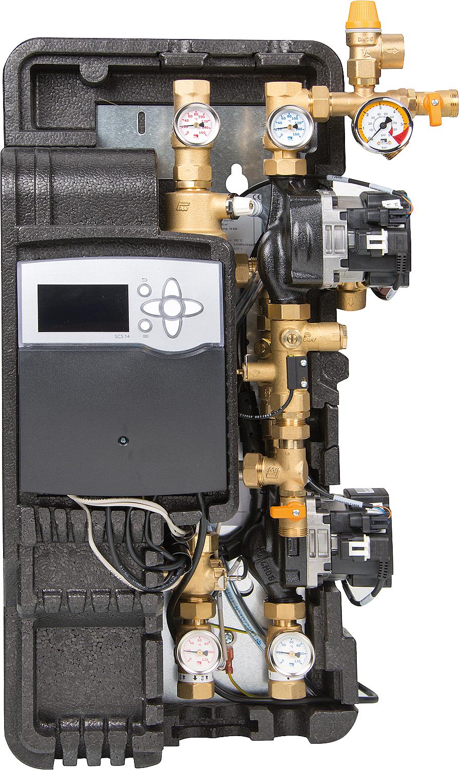 Système de séparation solaire Solex Mini DN15, avec unité de contrôle Delta Sol BX Plus