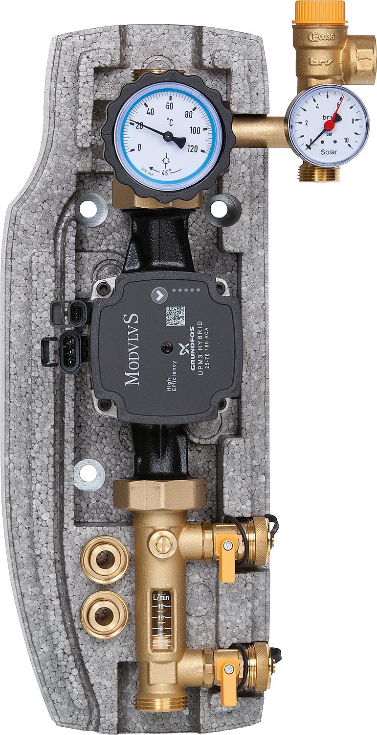 Solarstation Easyflow Typ 1 HE, Einstrang mit Grundfos Solar-Umwälzpumpe