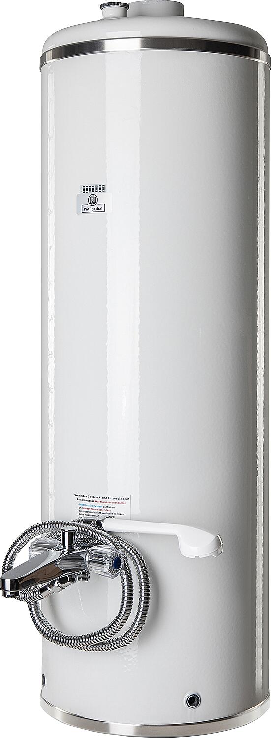 Oberofen drucklos 100L, weiss - mit Mischbatterie