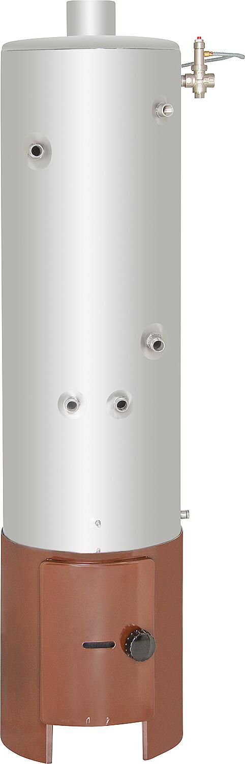 Nostalgie-Warmwasserboiler mit Unterofen, druckfest ZW100, mit Wärmetauscher, für mehrere Entnahmestellen