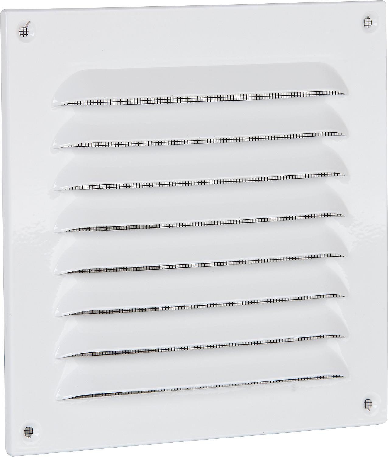 Grille résistante aux intempéries, aluminium blanc 400x400 mm avec moustiquaire, vis et chevilles