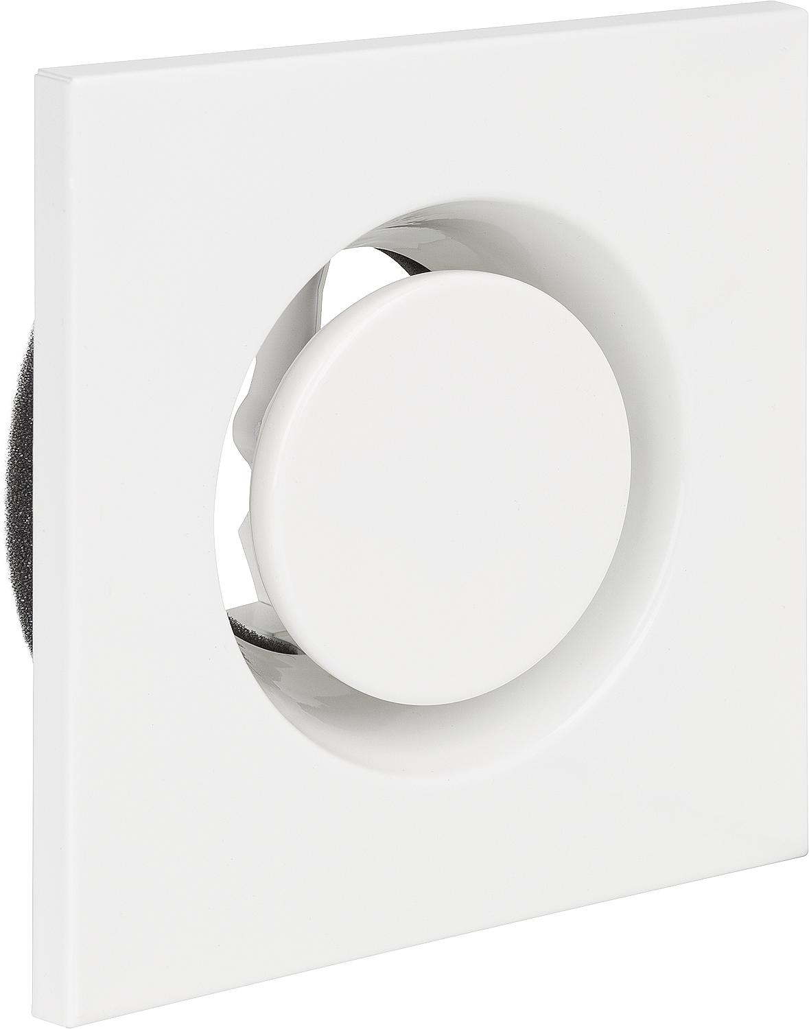 Exhaust air disc valve NW125 square, galvanized steel, white with spring clip
