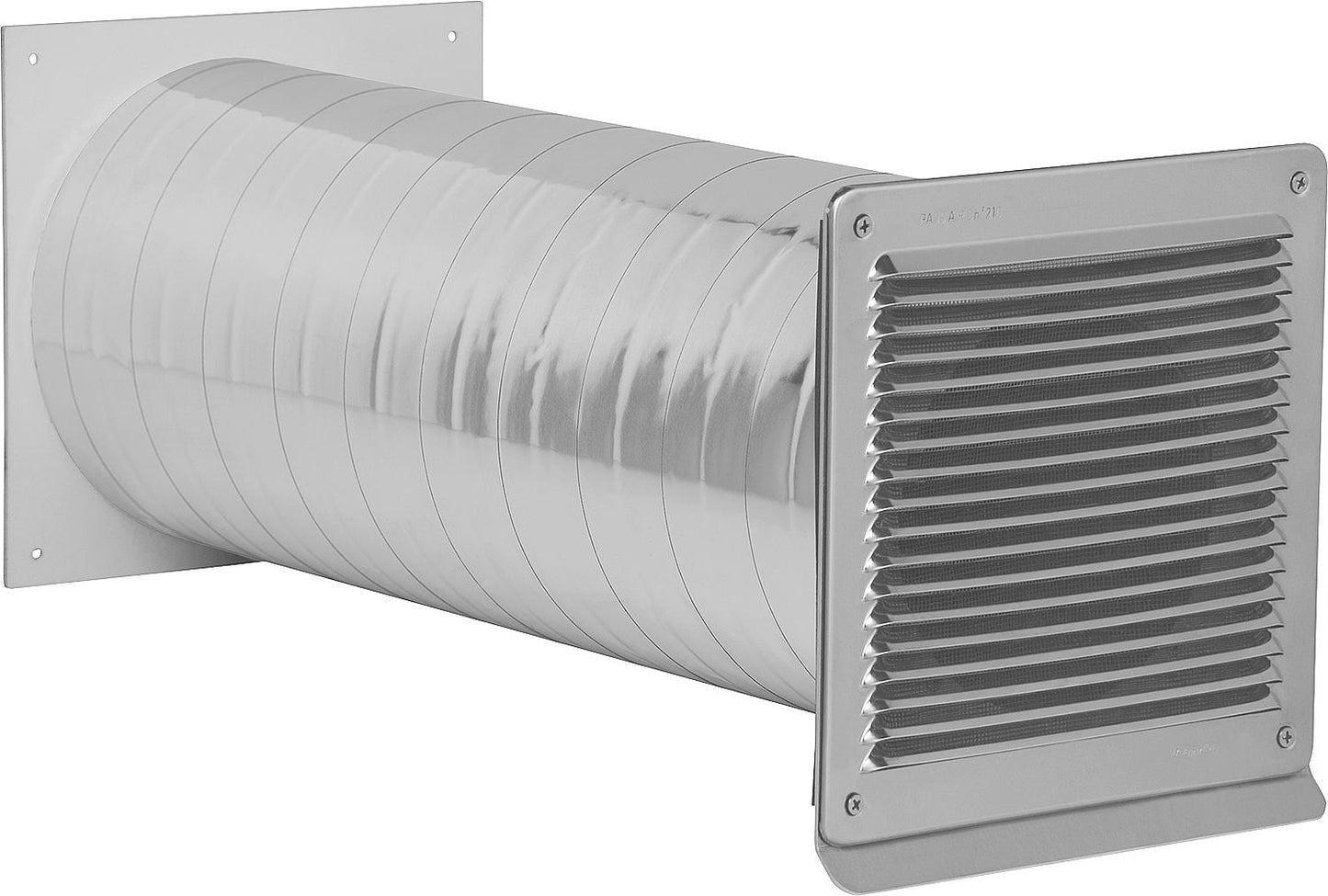 Insulated wall box DN200, with stainless steel outer grille