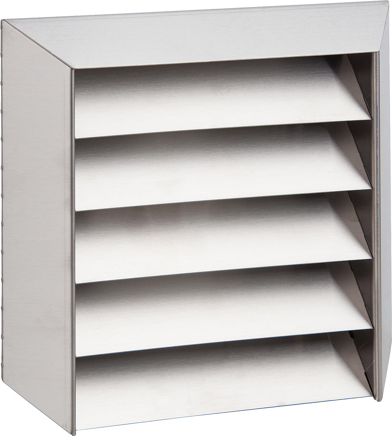 External grille with louvers, V2A connection Ø 150 mm, external dimensions: 230 x 205 mm