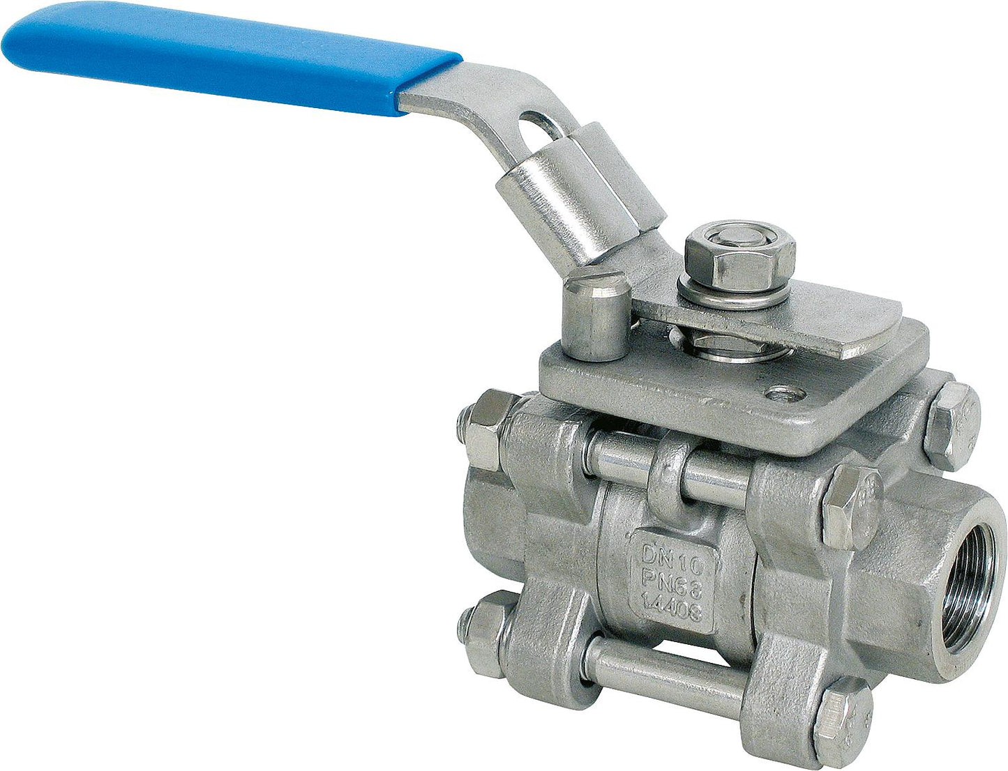 Vanne à bille à trois pièces, en acier inoxydable, matériau 1.4408, référence 64/40, type A 641 TLD, 2 pouces