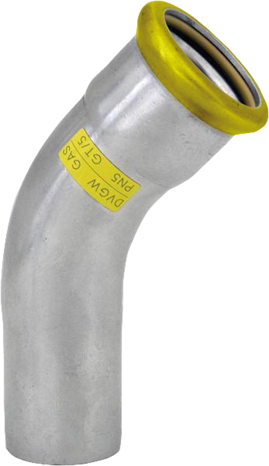 Edelstahl-Pressfitting Gas
Bogen 45° (i x a)