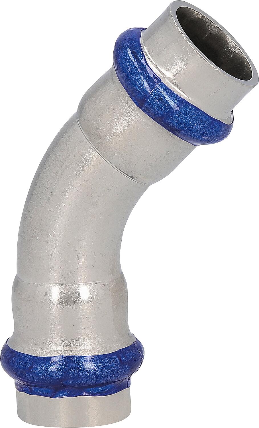Stainless steel press fitting V-contour bend 45 ° (ixi) 54mm