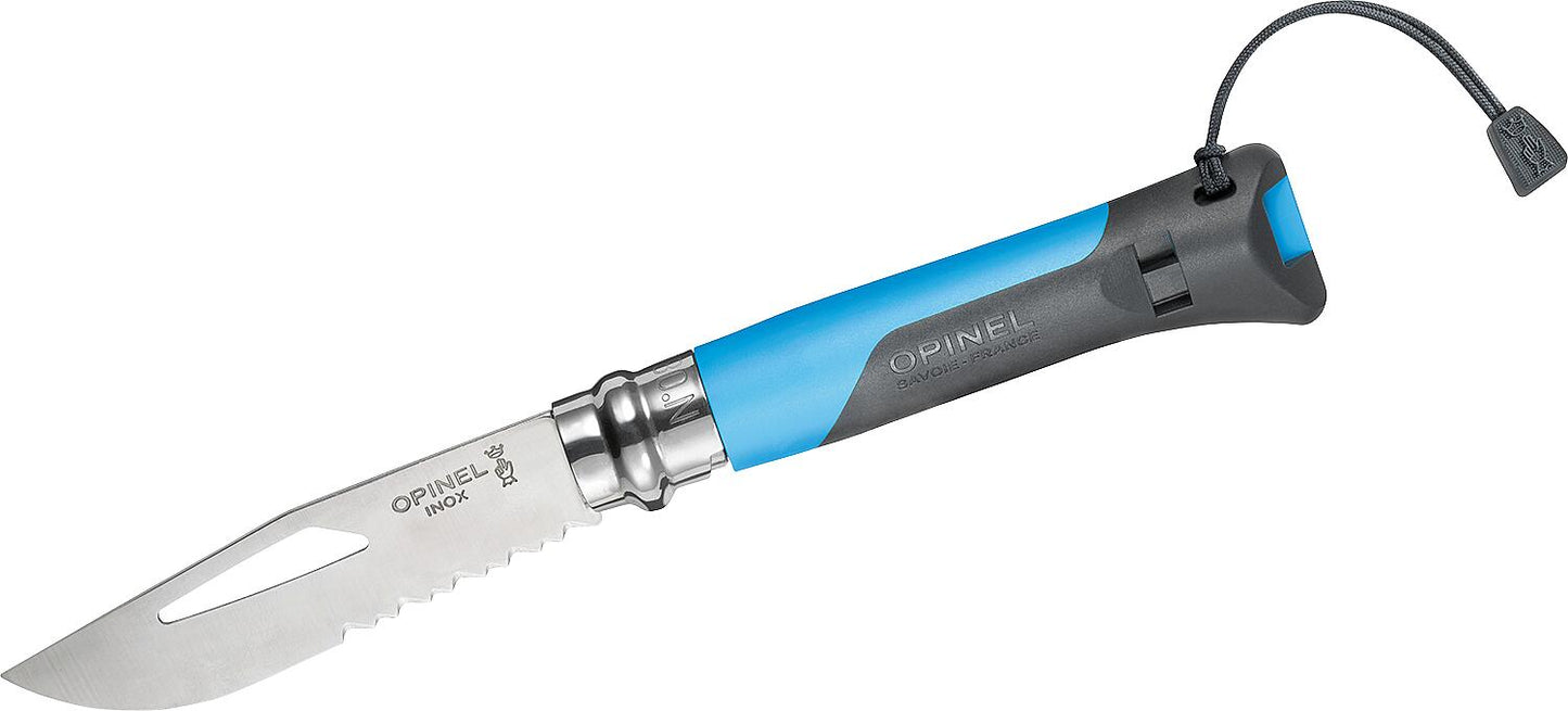 OPINEL 254268 n° 08 Couteau de poche d'extérieur, acier inoxydable, manche bleu