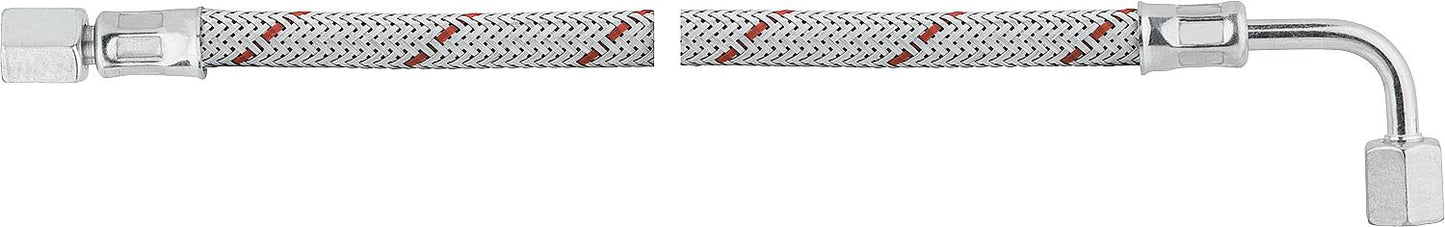 Oil hose with M12 x 1.5 union nut and cone on one side, and a conical pipe bend with M12 x 1.5 union nut on the other. 1000l