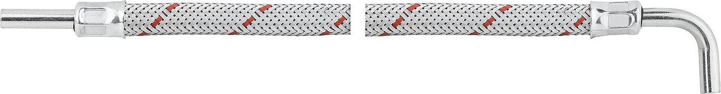 Oil hose with 8 mm straight pipe fitting on one side and 8 mm long pipe bend on the other.