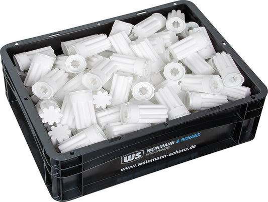 Vorteilspaket 100x Ölfiltereinsatz mit Sinterkunststoffeinsatz 35 µm Sternform - weiss + gratis WS BOX