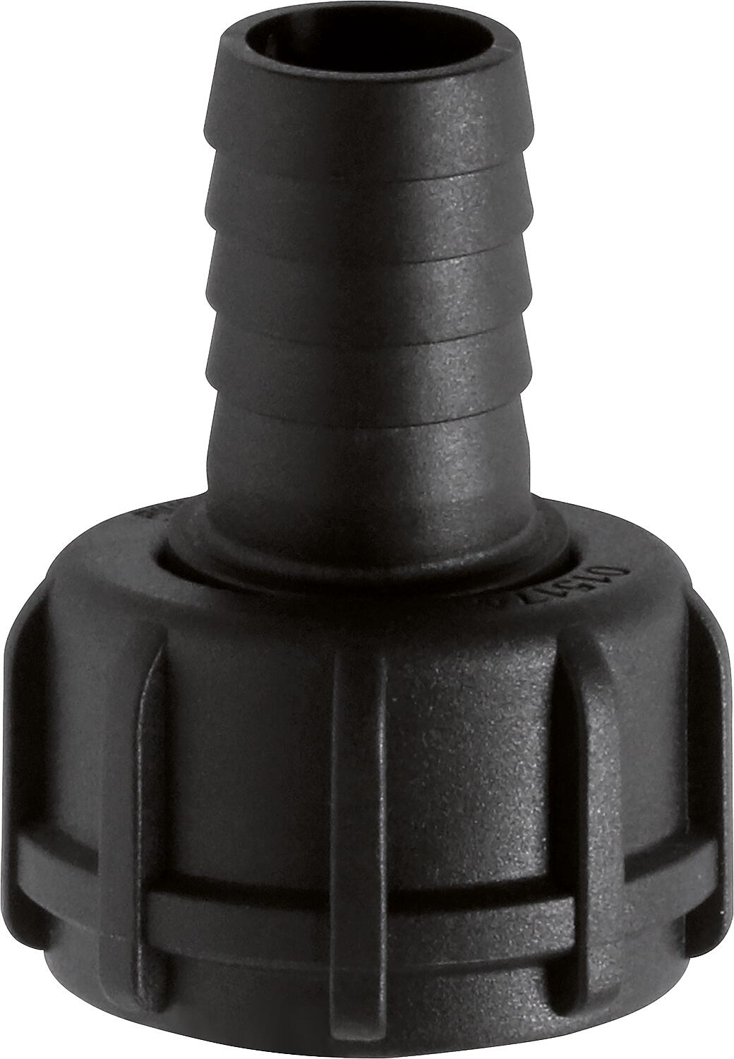 Straight hose connector, male thread, 1" plastic