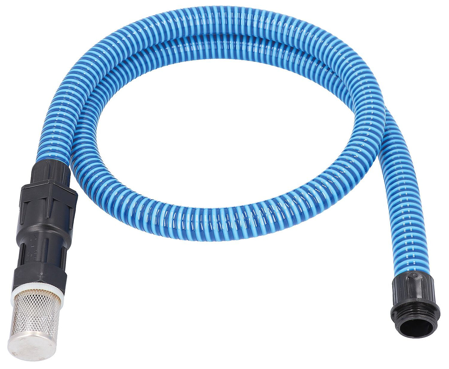 Suction hose including foot valve, length 1.6 m, DN25 (1") male thread on both ends.