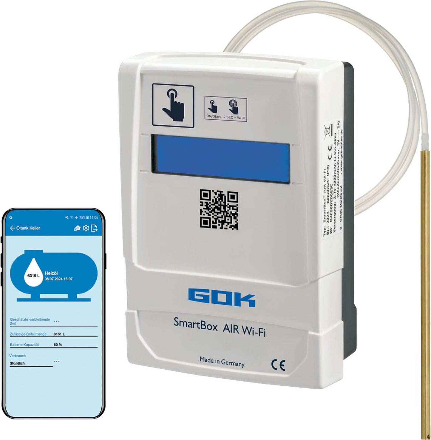 Indicateur de niveau de réservoir Wi-Fi SmartBox Air, avec tuyau de mesure de 10 m