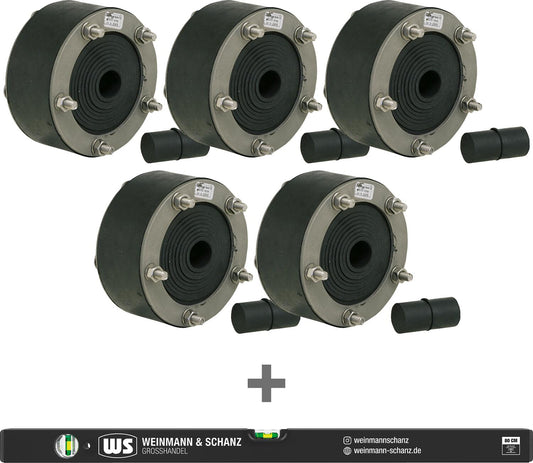 5x wall penetrations, external 99 mm, internal 18-65 mm + 1x free WS aluminum spirit level, measuring length 80 cm
