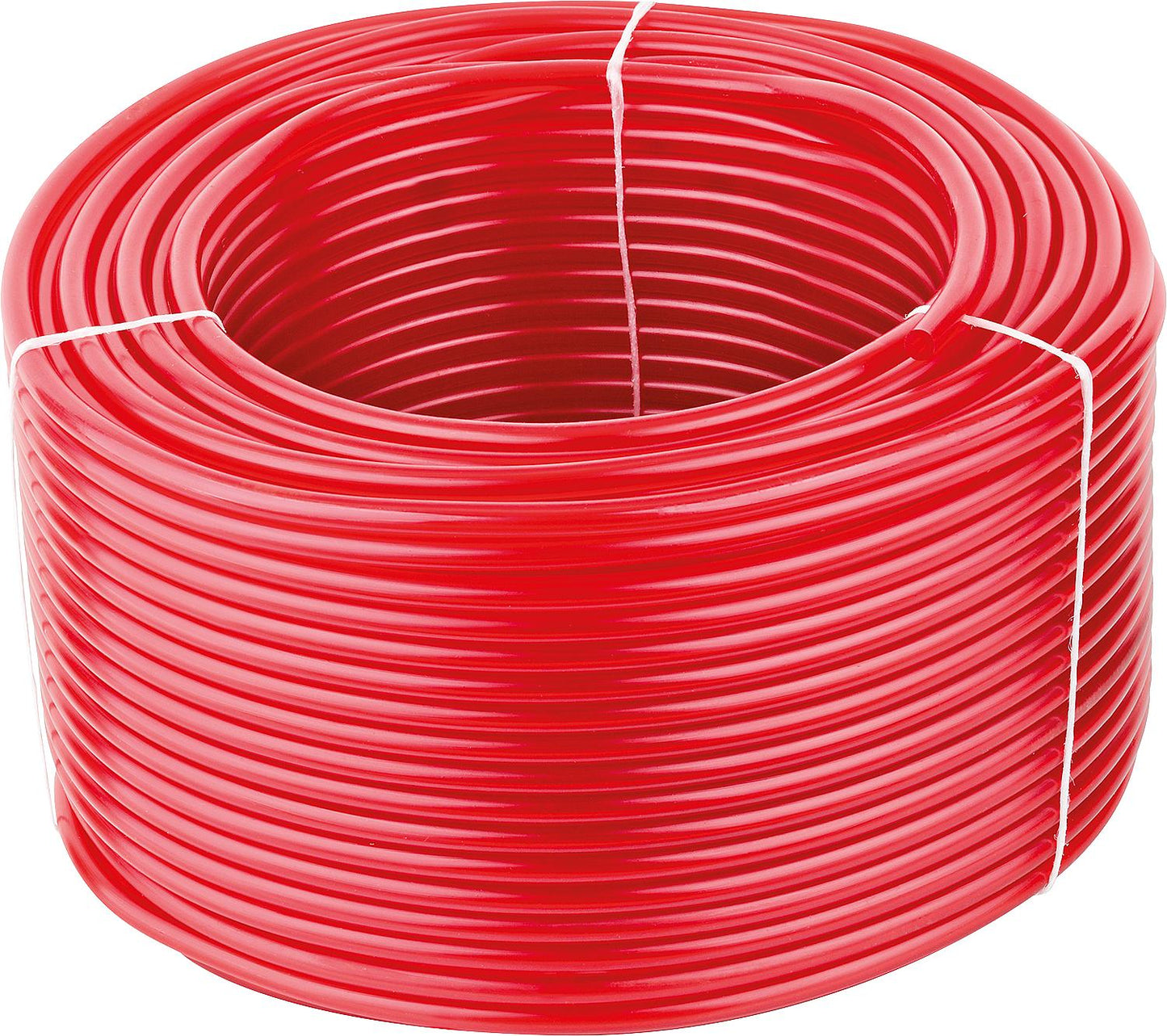 Red PVC hose (100m ring) for use as a measuring line in vacuum leak detection devices