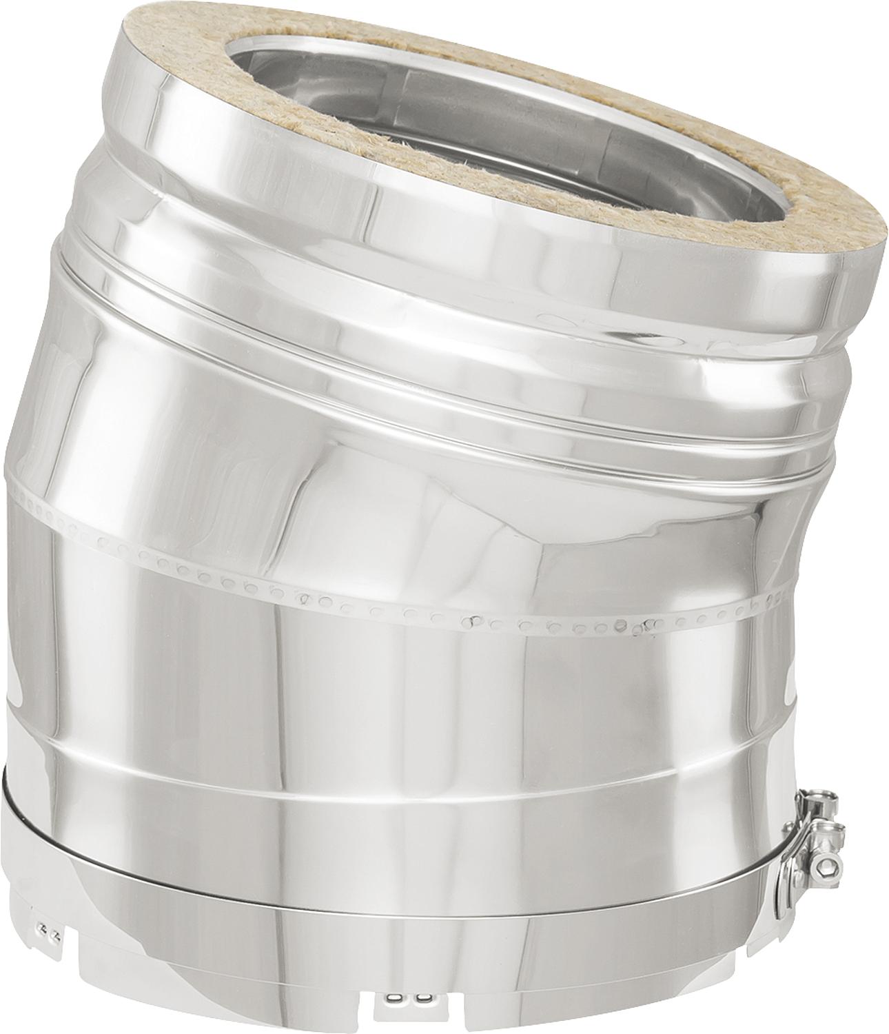 Double-walled exhaust system, 15° bend - DN 113 for negative pressure operation (incl. clamp band)