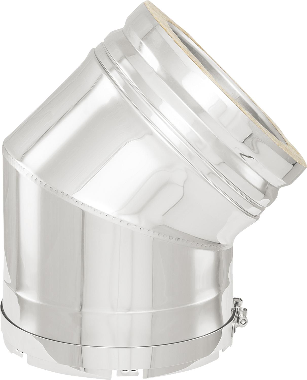 Double-walled exhaust system, 45° bend - DN 113 incl. clamp for negative pressure operation