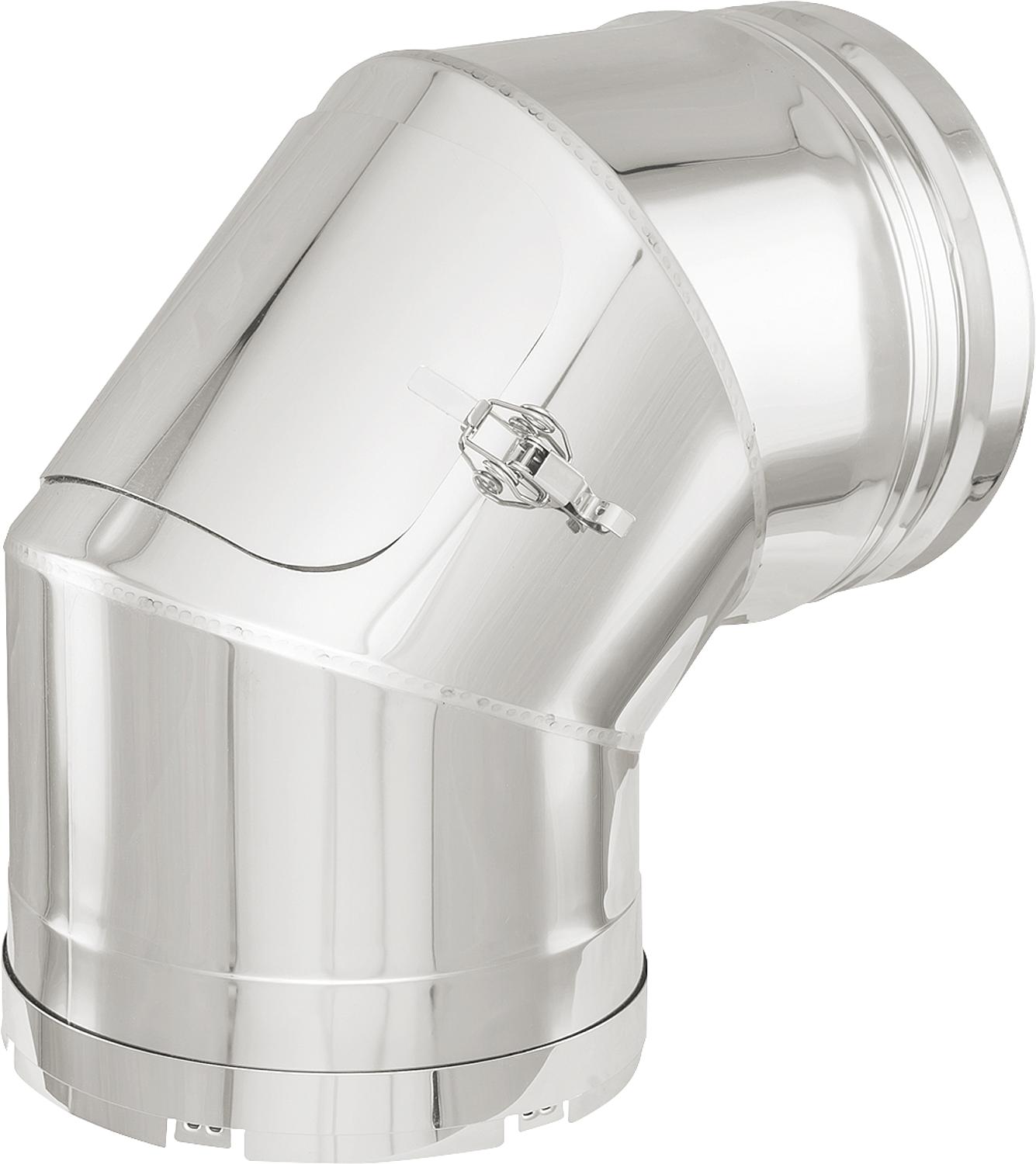 Double-walled exhaust system, 90° bend - DN 113 incl. clamping band with cleaning opening for