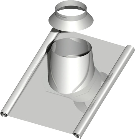 Double-walled exhaust system, roof penetration 0-15°, DN 113 with lead apron approx. 1000 x 900mm