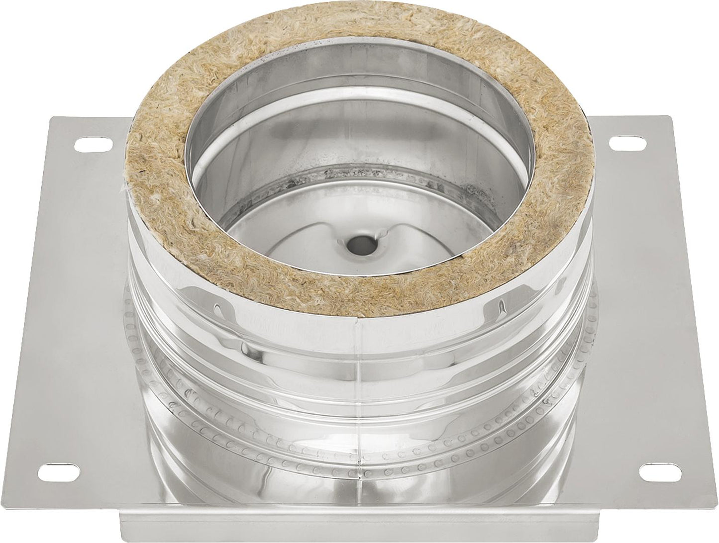 Double-walled exhaust system console plate DN 113 with 1/2" drain including clamp band