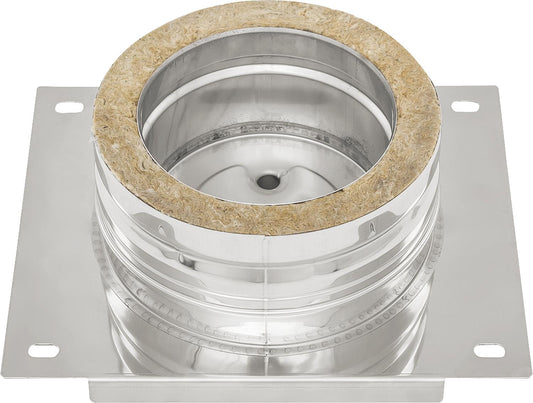 Double-walled exhaust system console plate DN 113 with 1/2" drain including clamp band