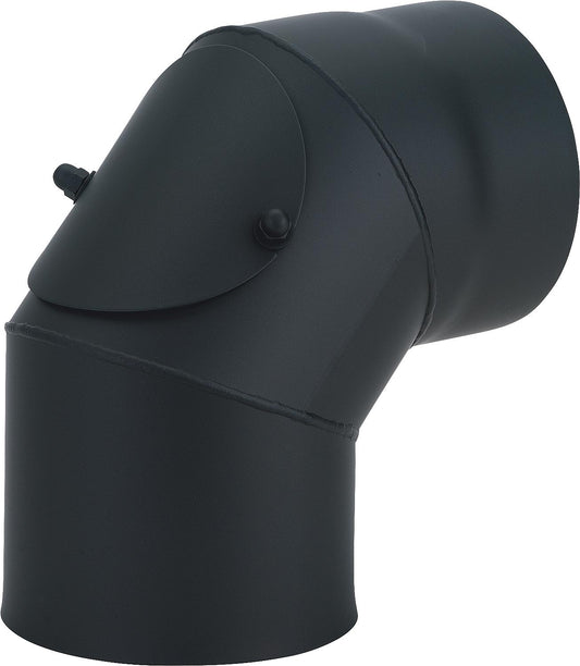 Flue pipe bend with cleaning door, DN150, 90°, black lacquered