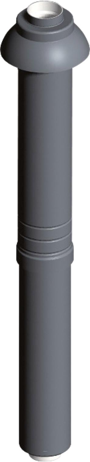 Plastic exhaust system, roof-mounted, black, length above roof 650mm - DN 60/100
