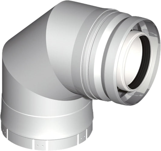 Plastic exhaust system elbow 87°, incl. clamp band DN 80/125