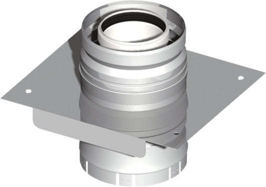 Plastic exhaust system console plate with air intake, including clamp band - DN 80/125