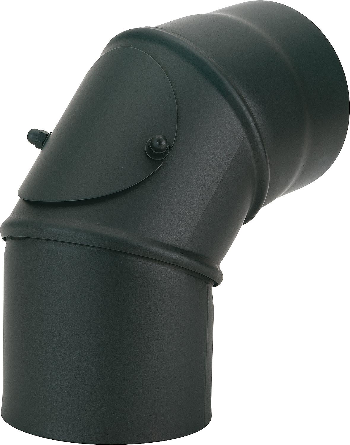Flue pipe bend with cleaning door, DN150, 0-90°, black lacquered
