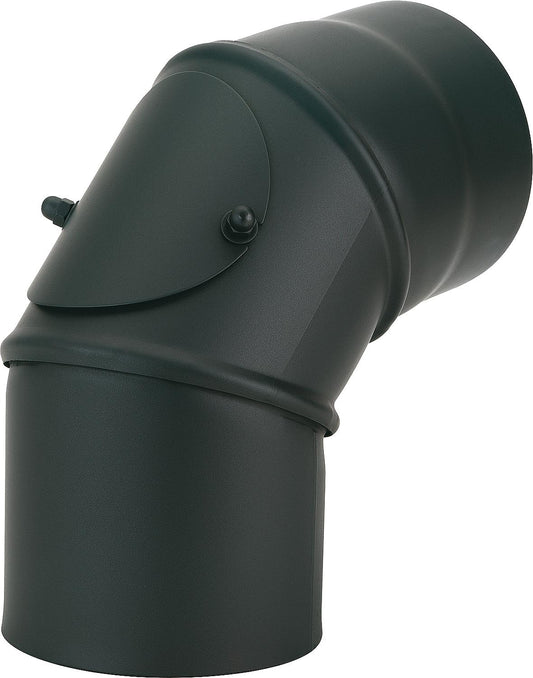 Flue pipe bend with cleaning door, DN150, 0-90°, black lacquered
