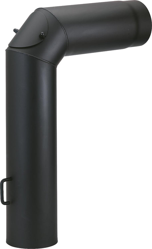 DN150 flue pipe set, black, including throttle valve, DWF and rosette
