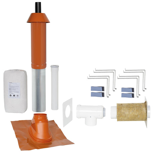 Basic package Porifix, pitched roof 35° - 55°, DN 60/100 red, 0.4m
