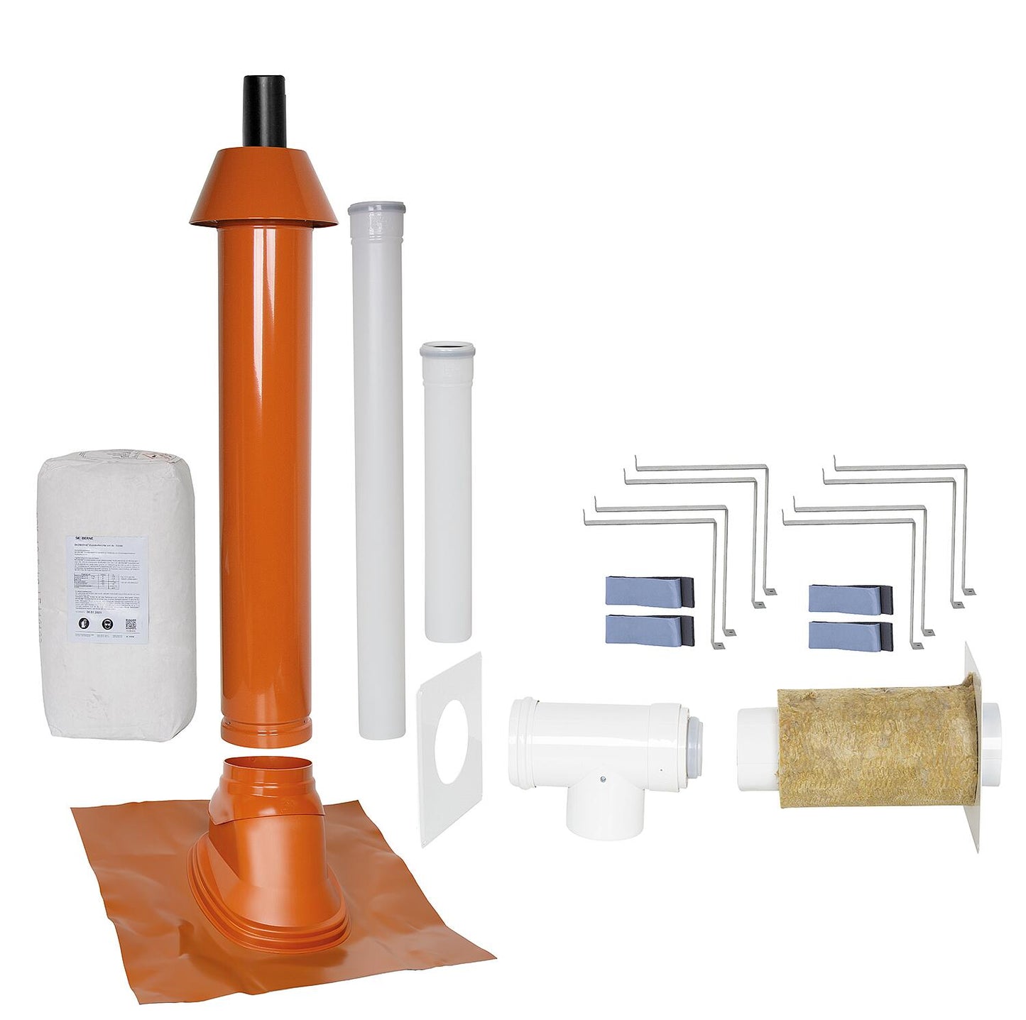 Basic package Porifix, pitched roof 25° - 45°, DN 60/100 red, 0.4m