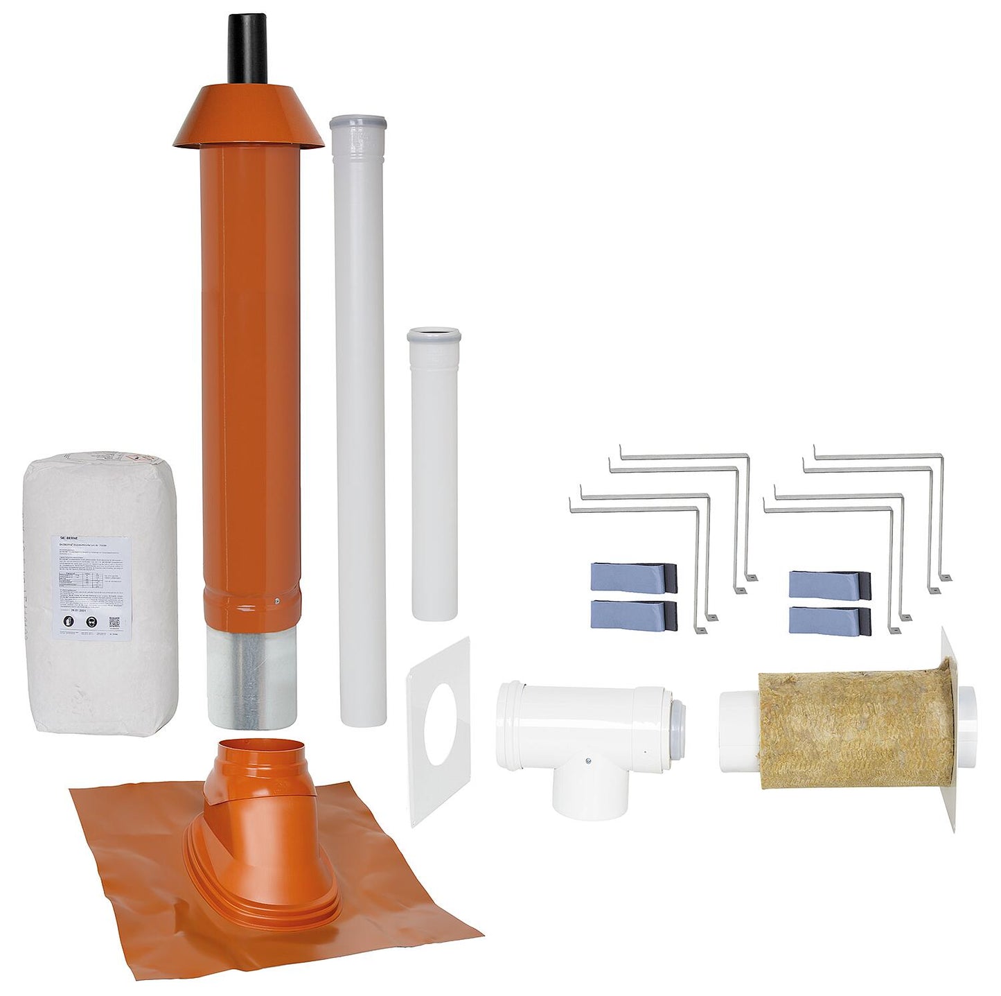 Basic package Porifix, pitched roof 35° - 55°, DN 60/100 red, 0.4m